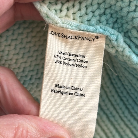 Loveshackfancy Florrie Zip Up Jacket - Soft Aqua Hand DyeTiedye Cardigan Sweater - Picture 15 of 16